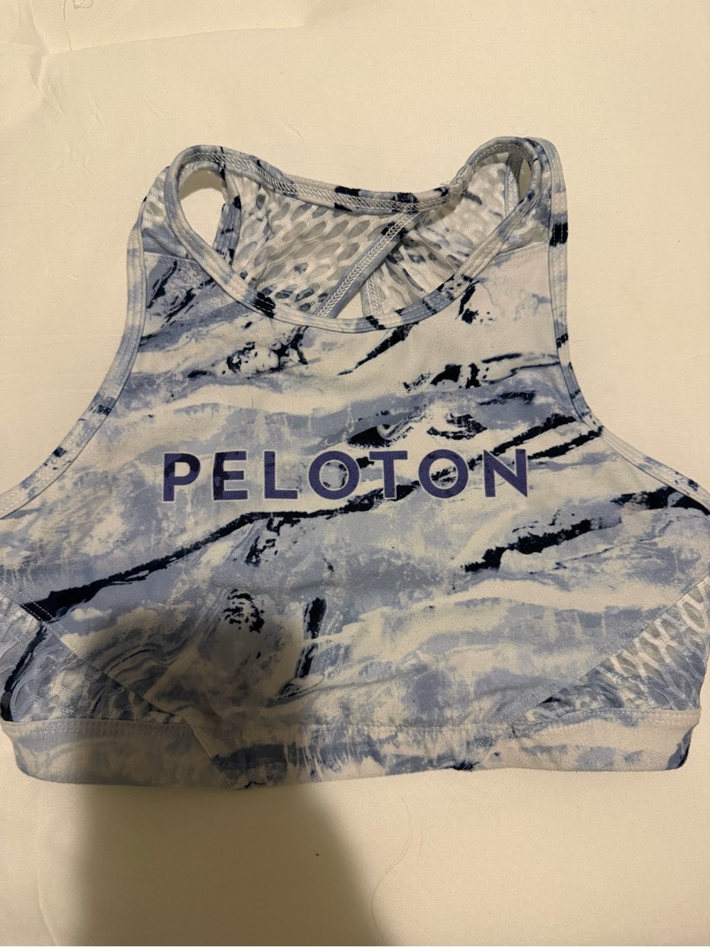 Peloton Women's Blue Marble Racerback Sports Bra